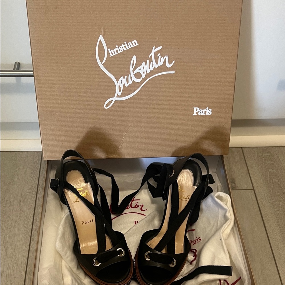 Christian Louboutin Black Wrap Sandals authentic!